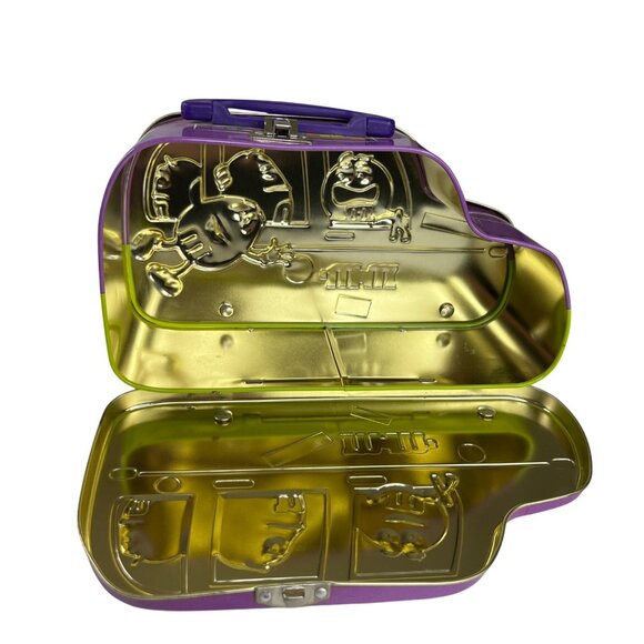 M&Ms 2002 Tin Lunchbox Bus Shaped Purple Handle Latch Vintage - Picture 10 of 11